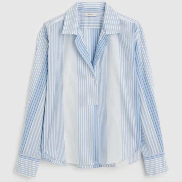 Madewell Tops - Madewell Blue and White Striped Collared Top- Size - Medium